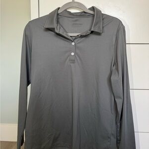 Gray Long Sleeve Polo Shirt